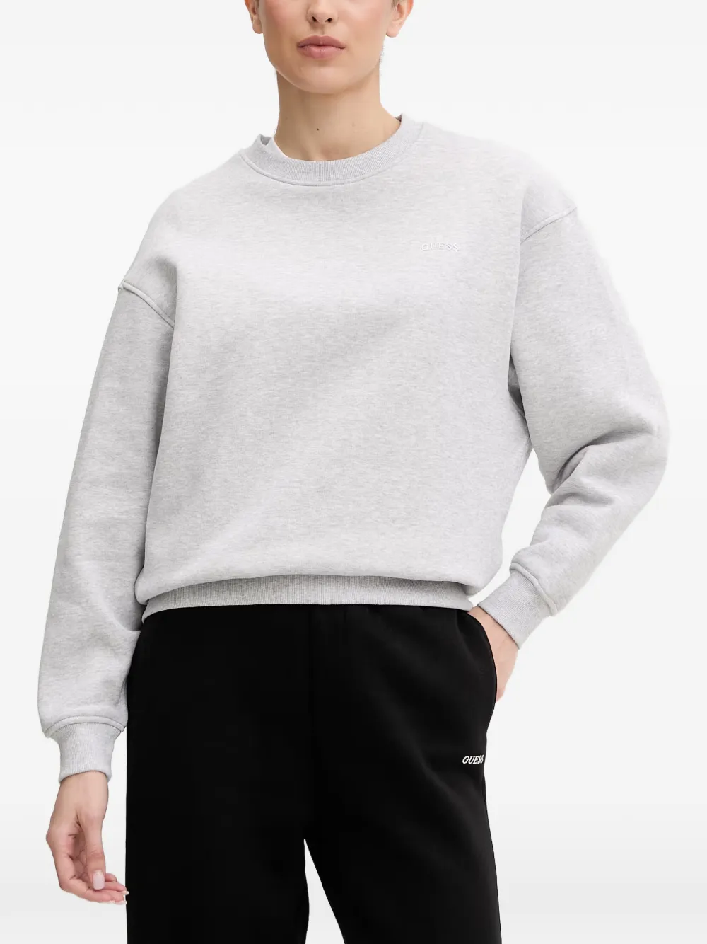 GUESS USA logo-embroidered dropped-shoulder sweatshirt - Grigio