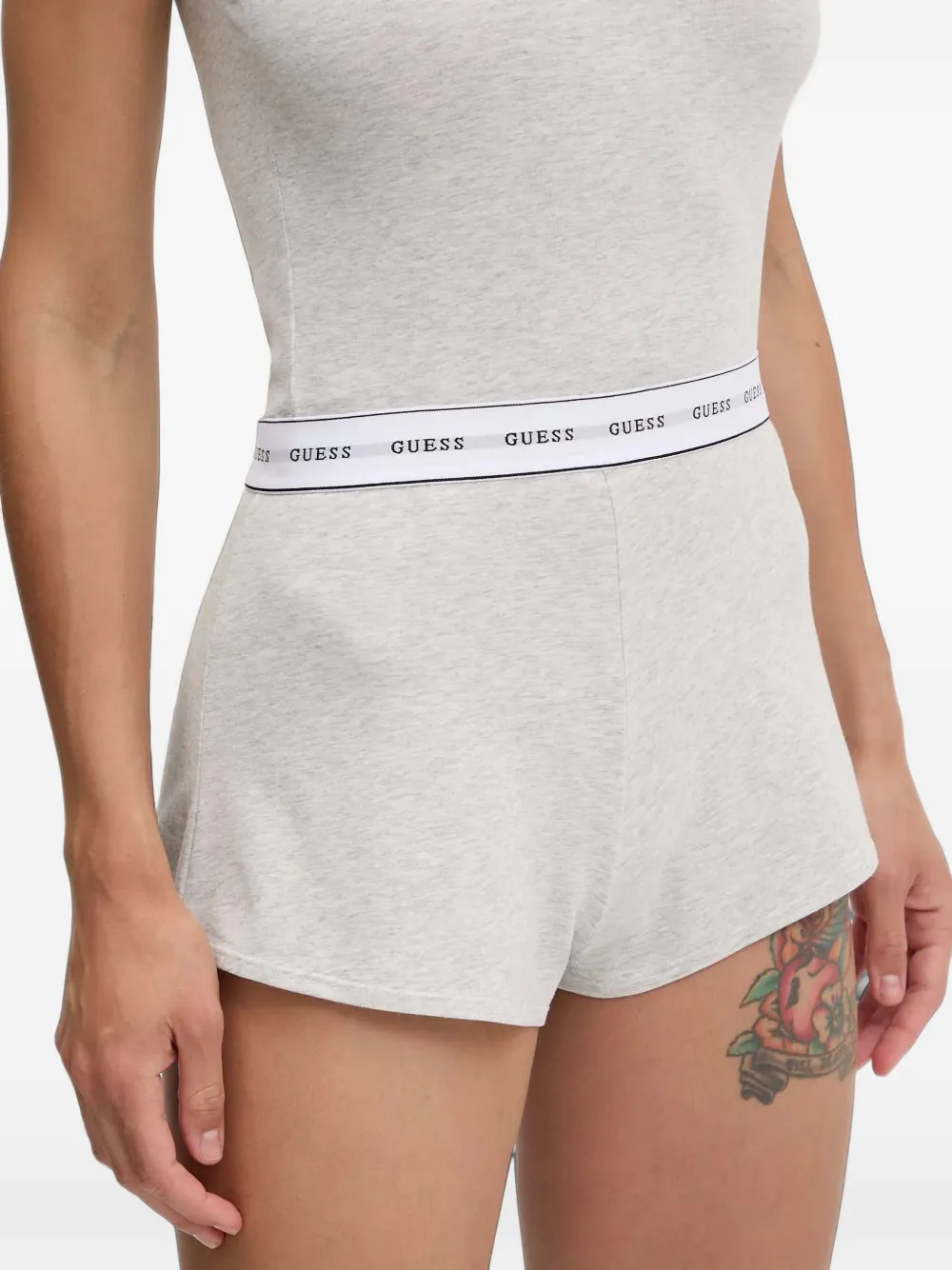 GUESS USA Slaappakset met diepe ronde hals en logo-print Grijs
