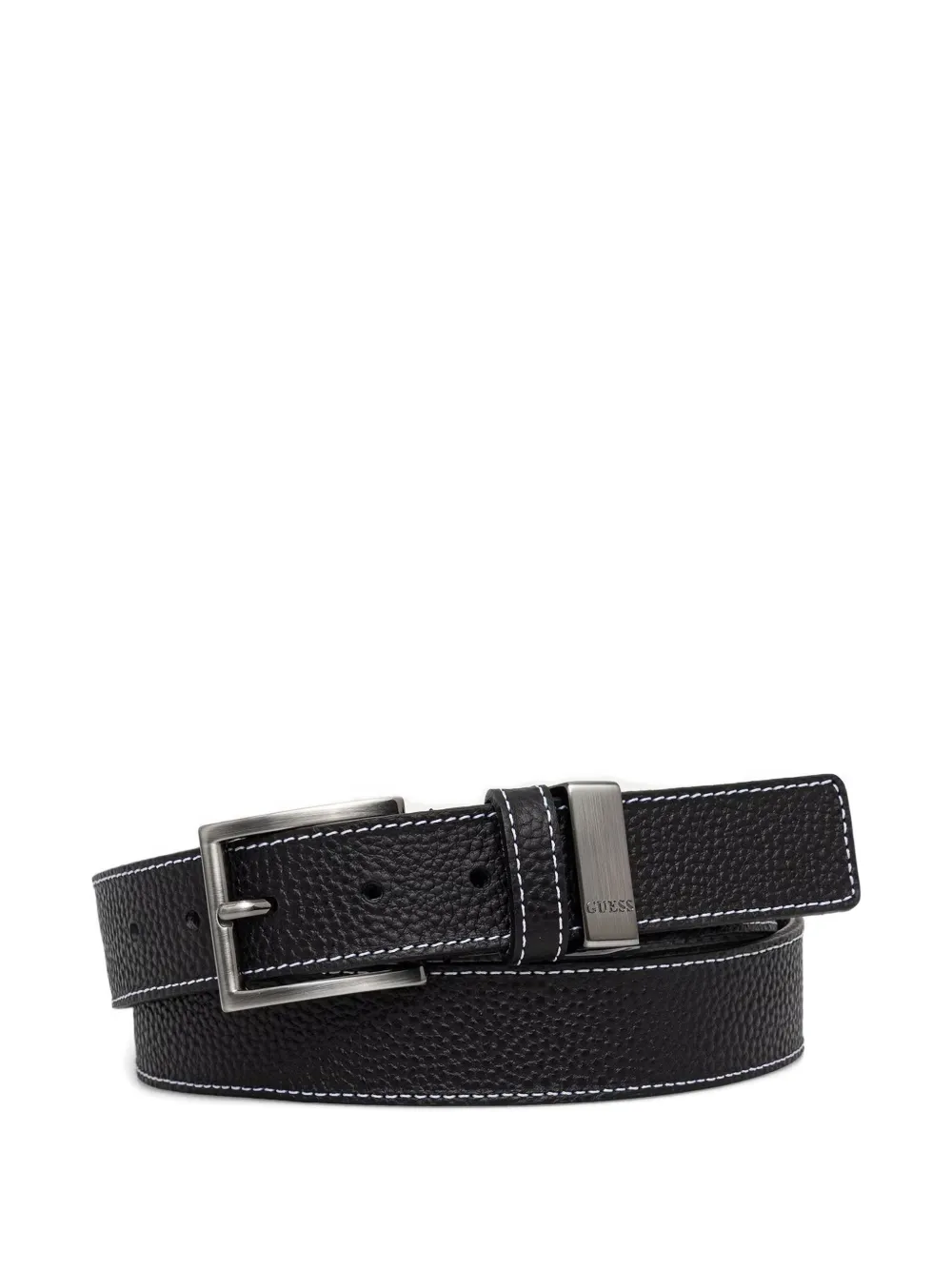 GUESS USA pebbled contrast-stitch belt - Nero