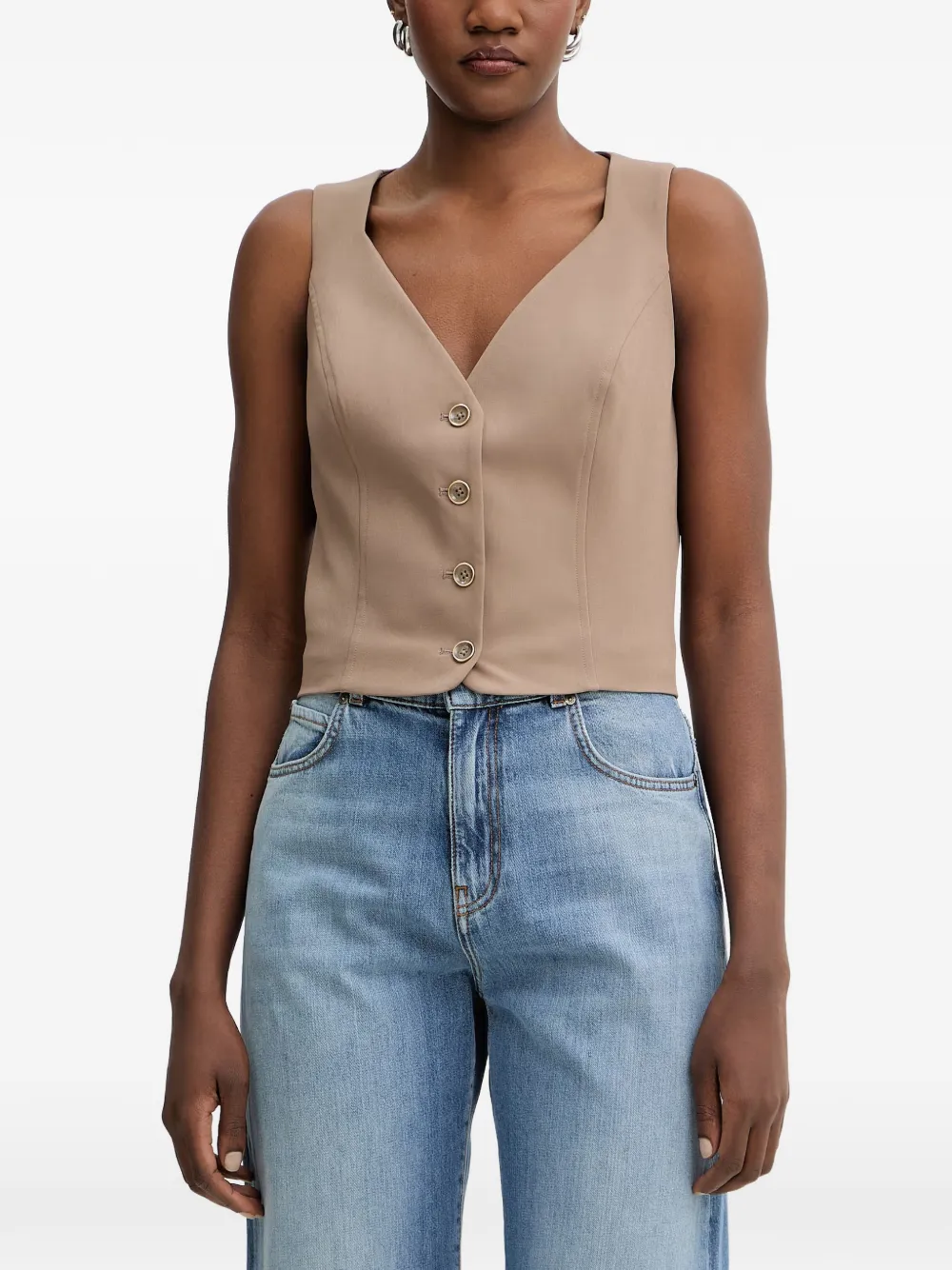 GUESS USA button-up sleeveless vest - Marrone