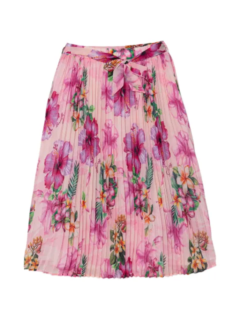 guess kids floral-print pleated skirt
