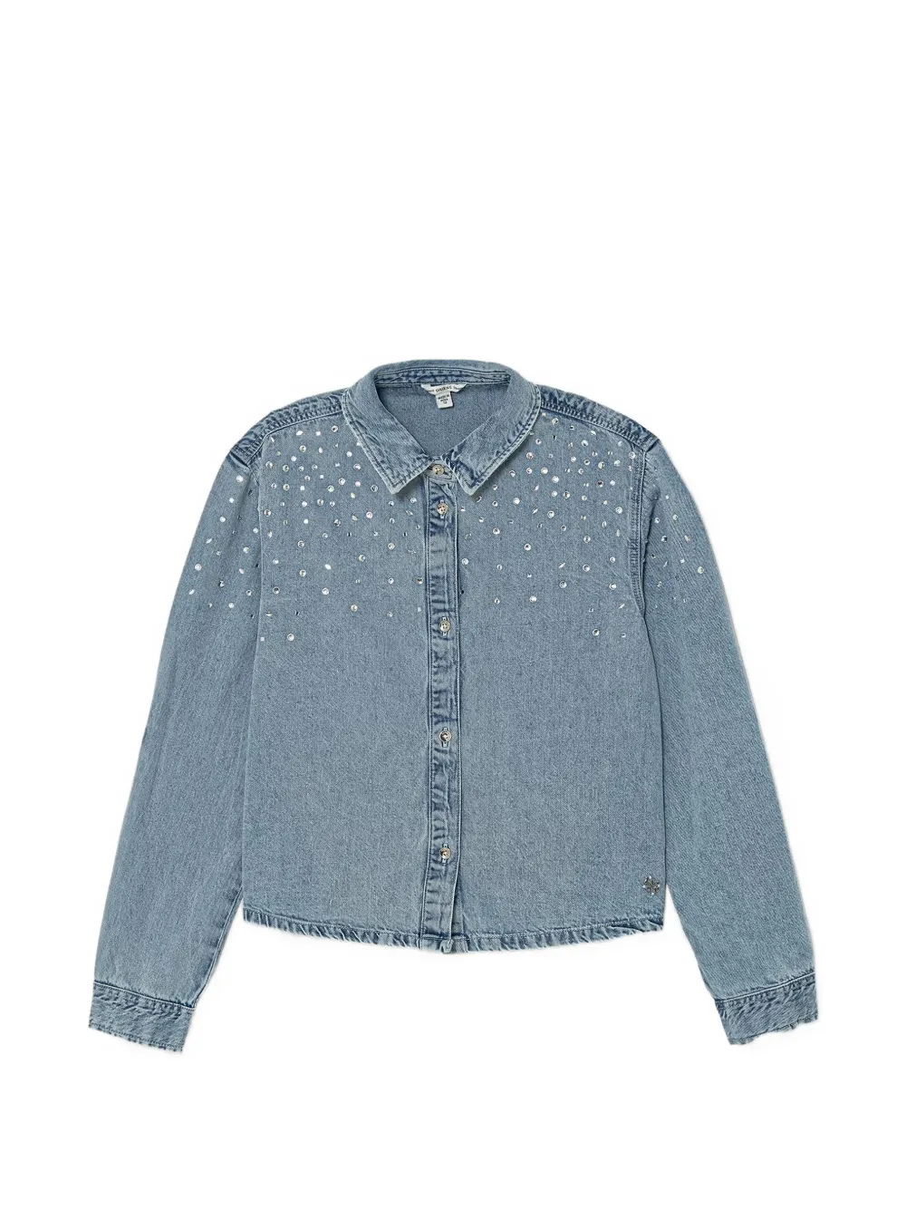 guess kids rhinestone-embellished denim shirt - Blu
