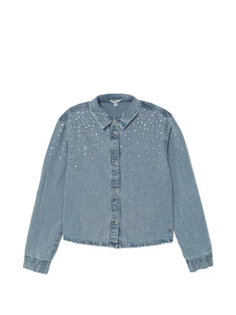guess kids camisa de mezclilla con detalles de strass