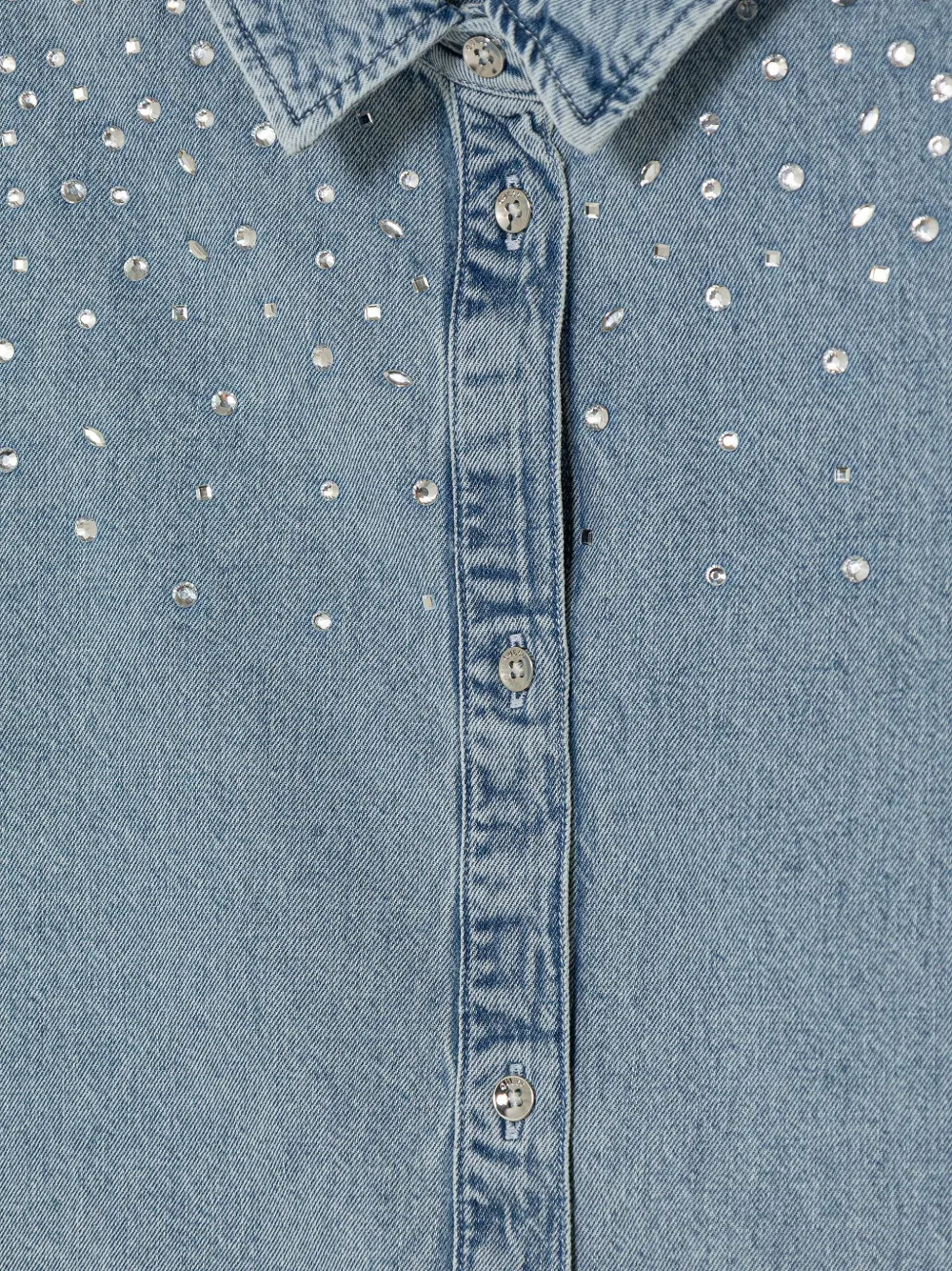 guess kids rhinestone-embellished denim shirt Blauw