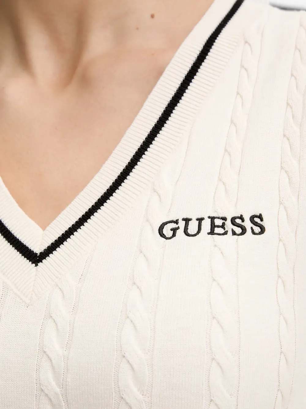 GUESS USA Kabelgebreide mouwloze mini-jurk Beige