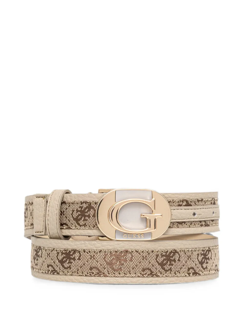 GUESS USA Jessa monogram-print logo-plaque belt - Toni neutri