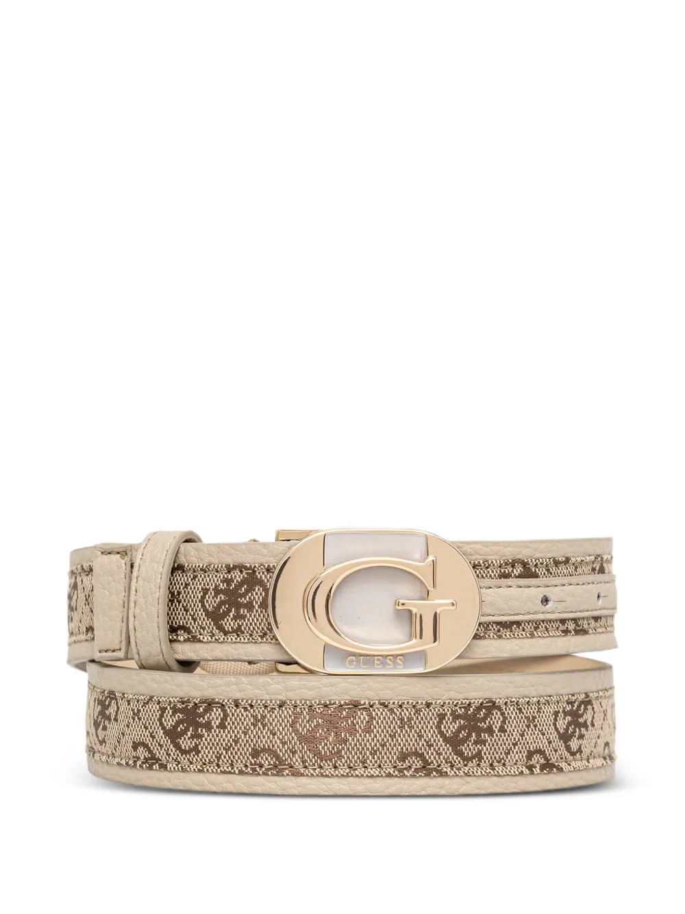 GUESS USA Jessa monogram-print logo-plaque belt - Toni neutri