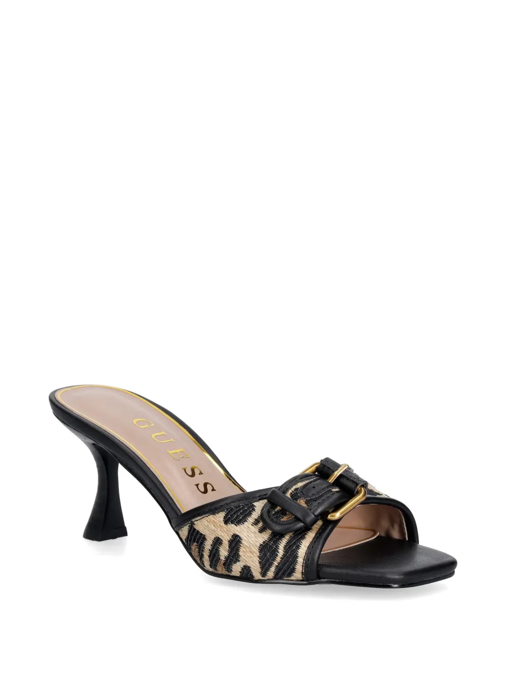 GUESS USA Dista leopard-print buckle-detail sandals Zwart