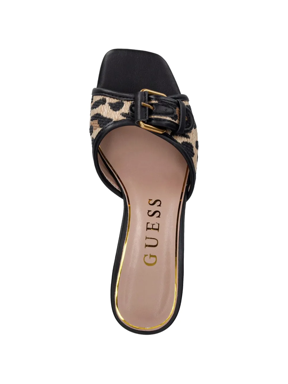 GUESS USA Dista leopard-print buckle-detail sandals Zwart