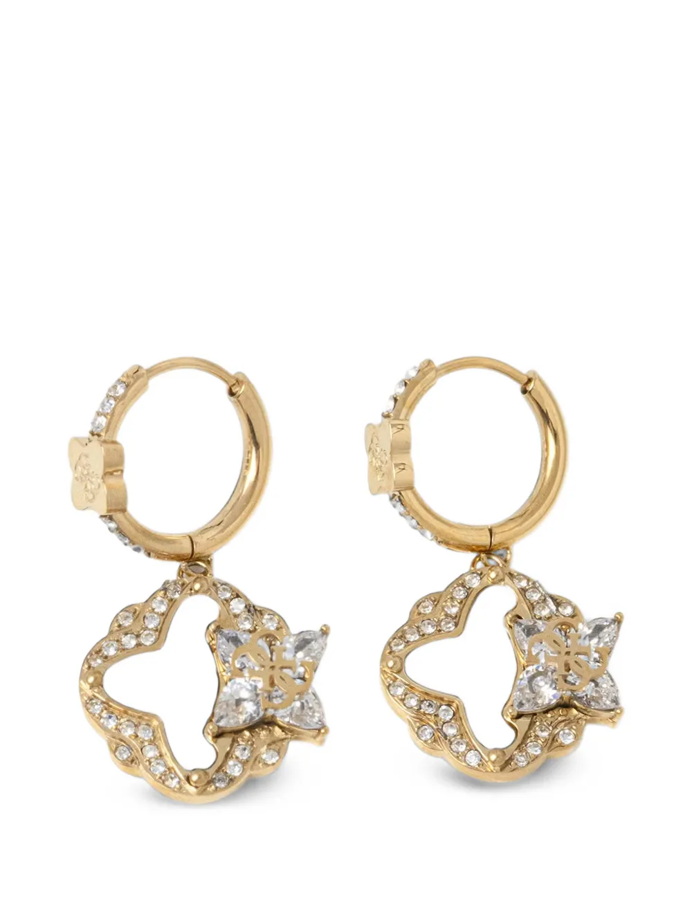 GUESS USA crystal-embellished 4G logo-pendant earrings