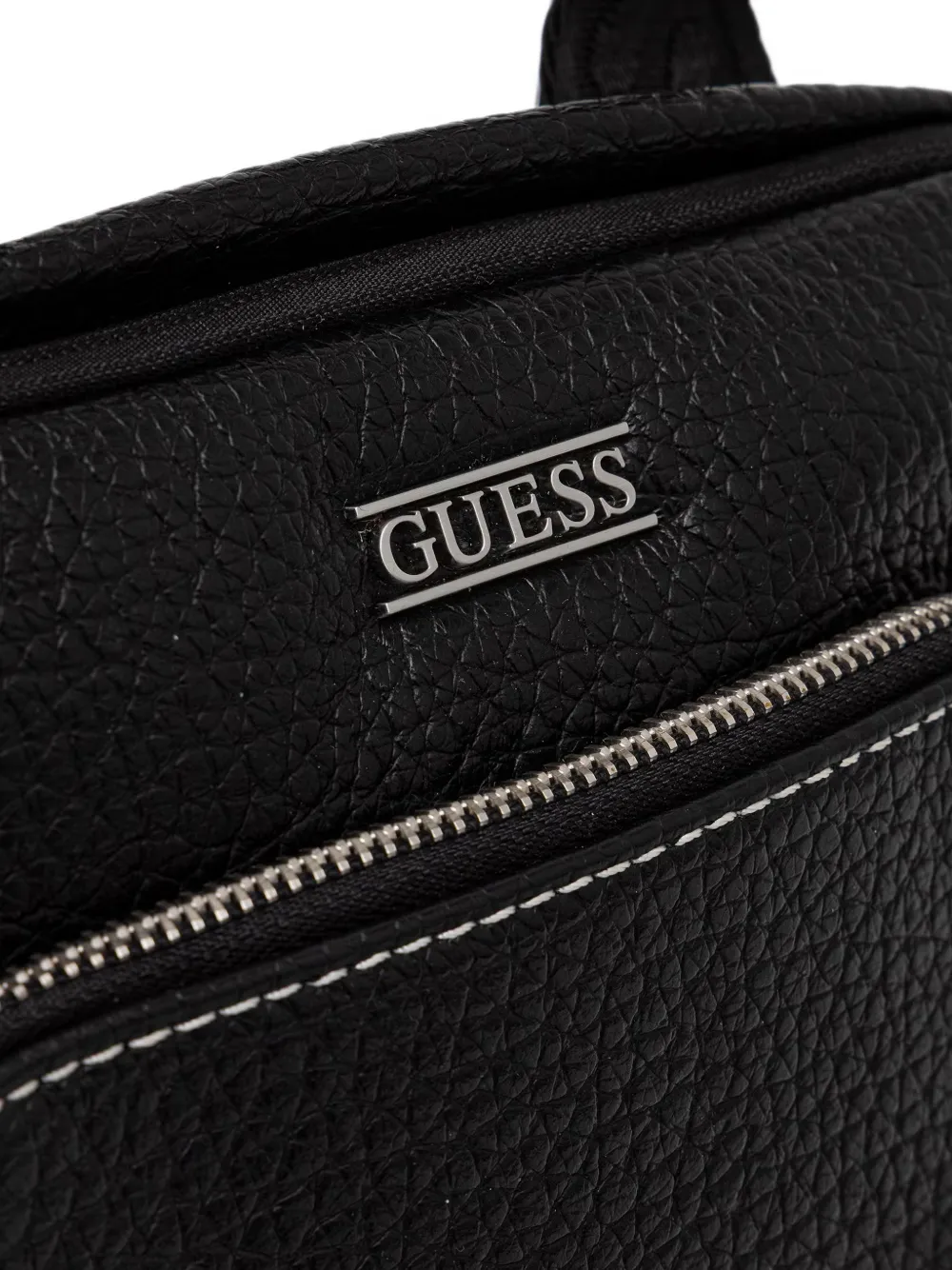 GUESS USA Boston schoudertas met logo-plakkaat en bewerkt effect Zwart