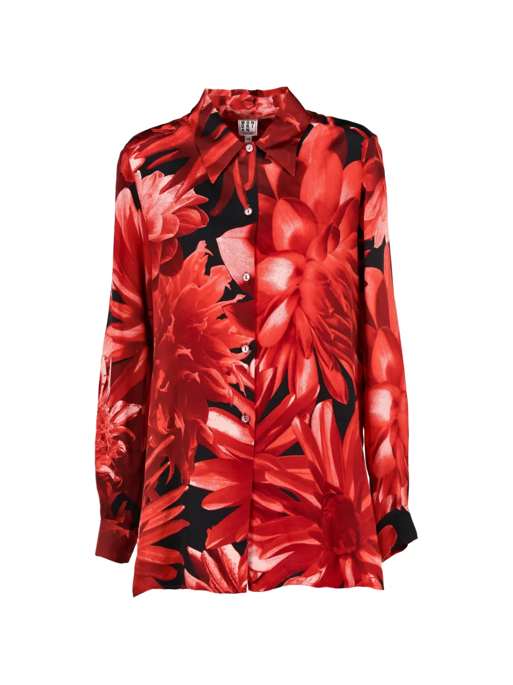 Mondrian floral-print long-sleeve shirt - Rosso