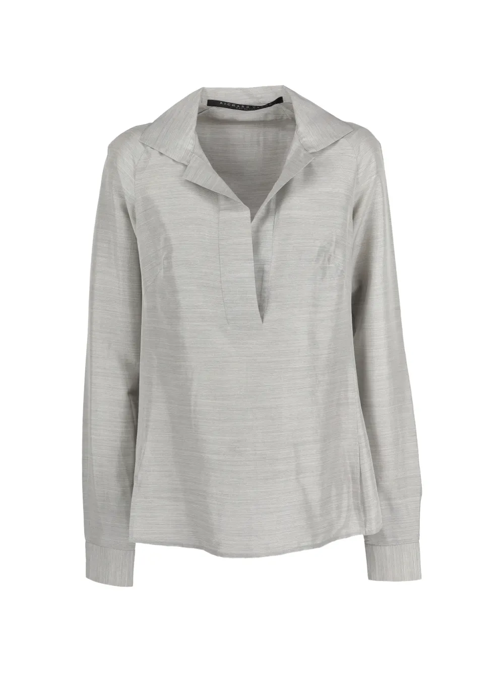 Richard Tyler V-neck long-sleeve blouse - Grigio