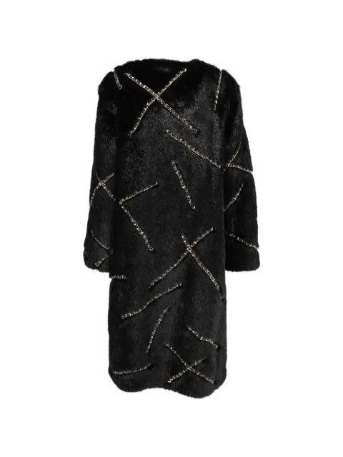 Moschino Pre-Owned 2016 chain-embellished faux-fur coat