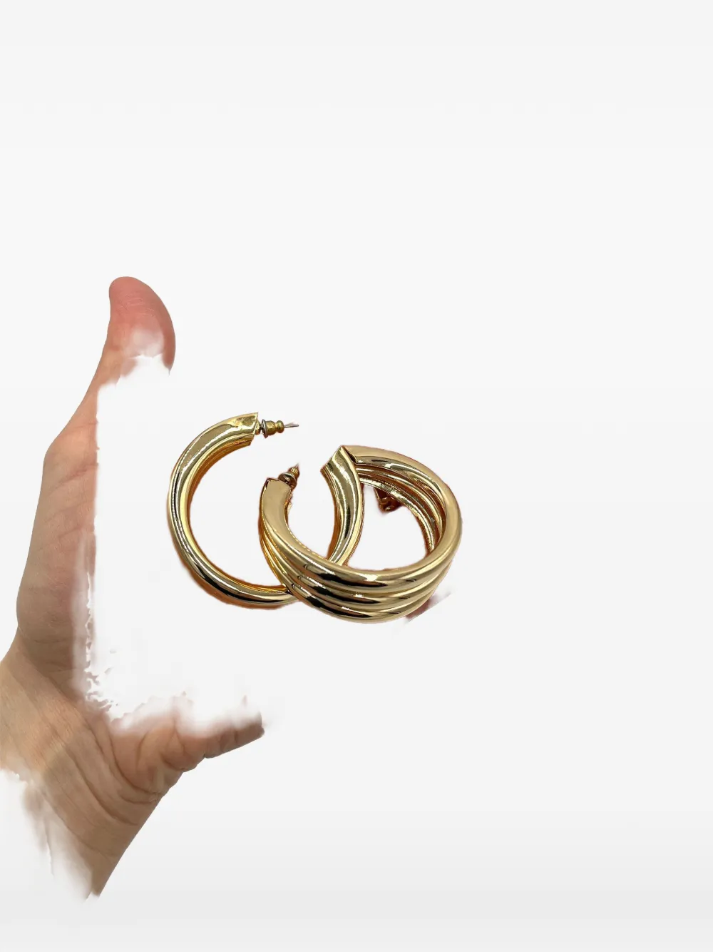 Ugo Correani Vintage 1980s triple-hoop earrings - Oro