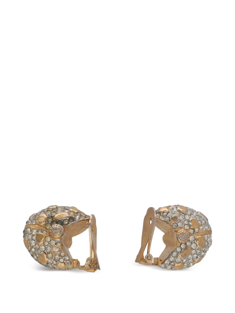 Kenneth Jay Lane Vintage crystal-embellished shell earrings - Oro