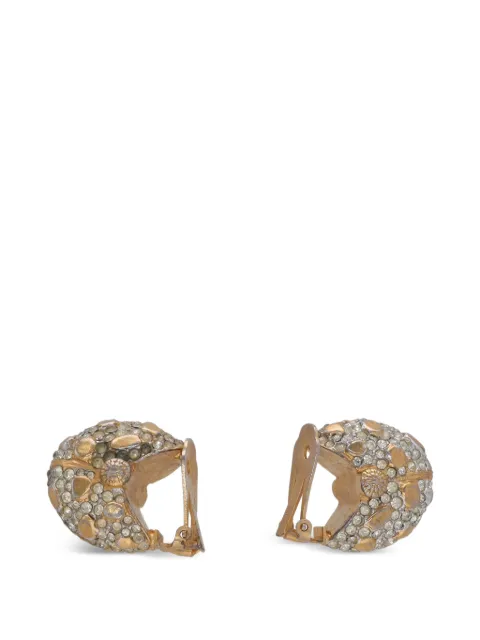Kenneth Jay Lane Vintage aretes con apliques de cristal y concha de mar