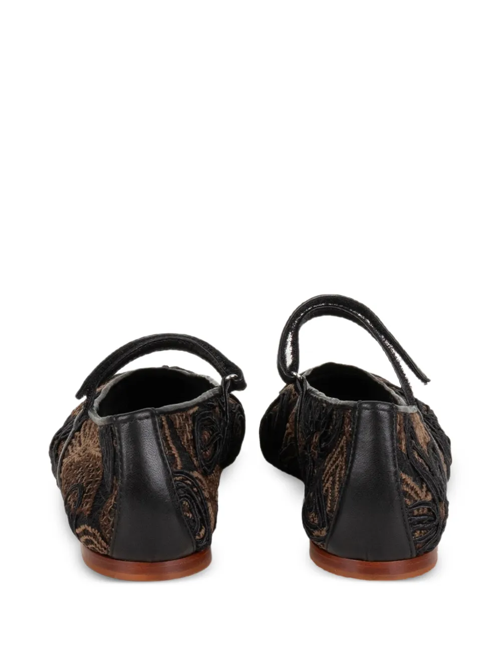 lorena paggi lace-embroidered touch-strap flat pumps Zwart