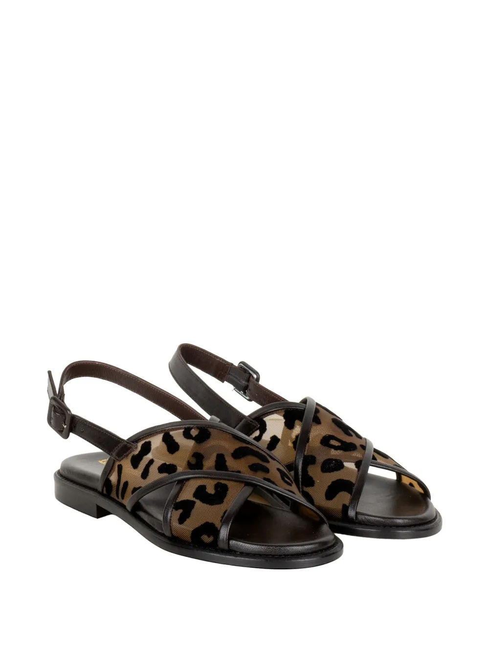 Luca Grossi leopard-print crossover sandals Bruin