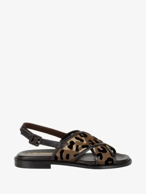 Luca Grossi sandaler med leopardtryk og krydsende remme