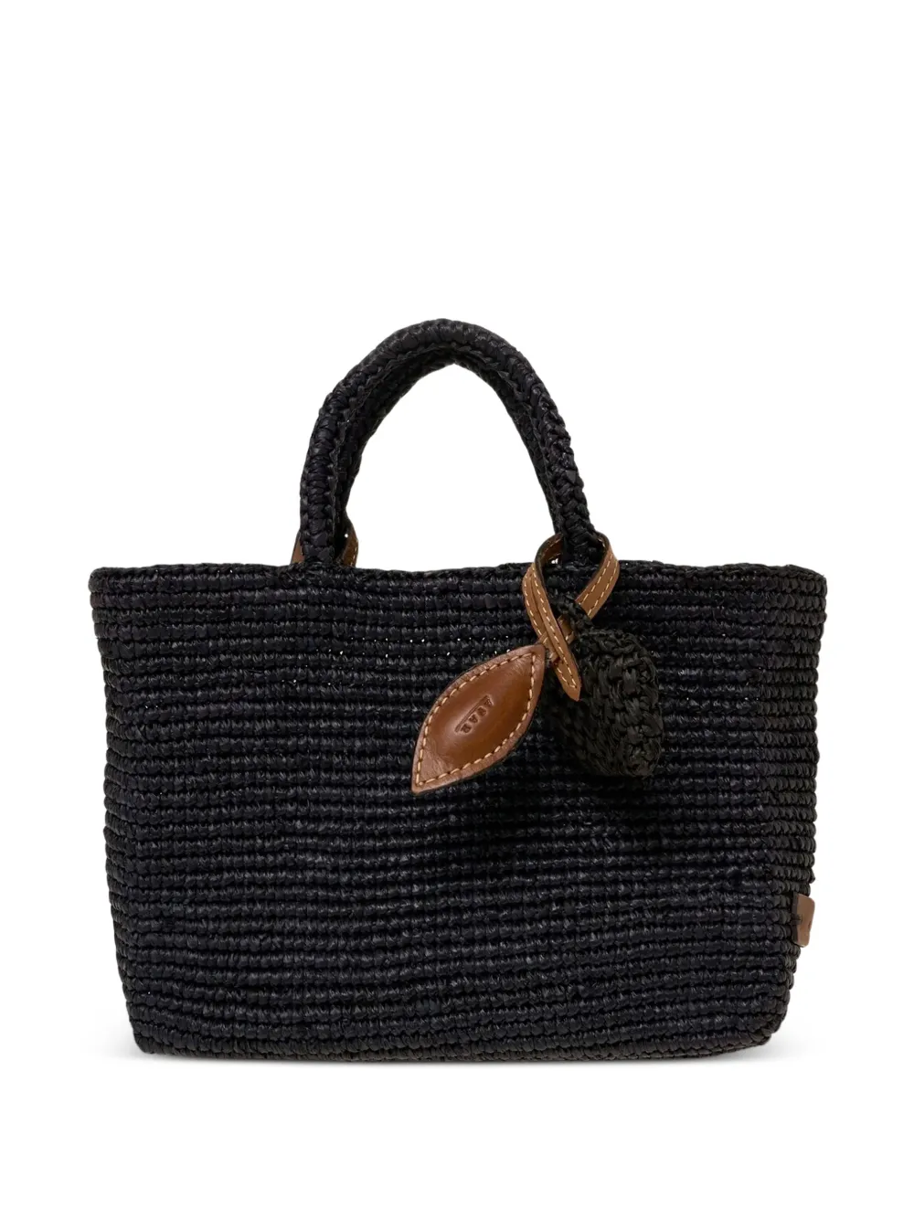 woven leaf-charm tote bag