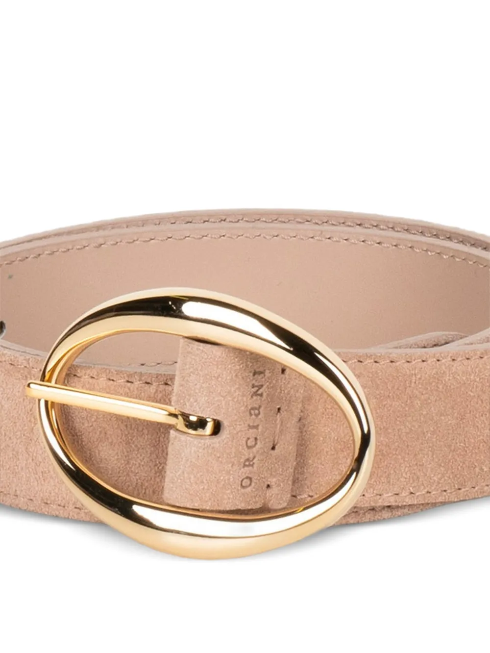 Orciani Suède riem met ovalen gesp Beige