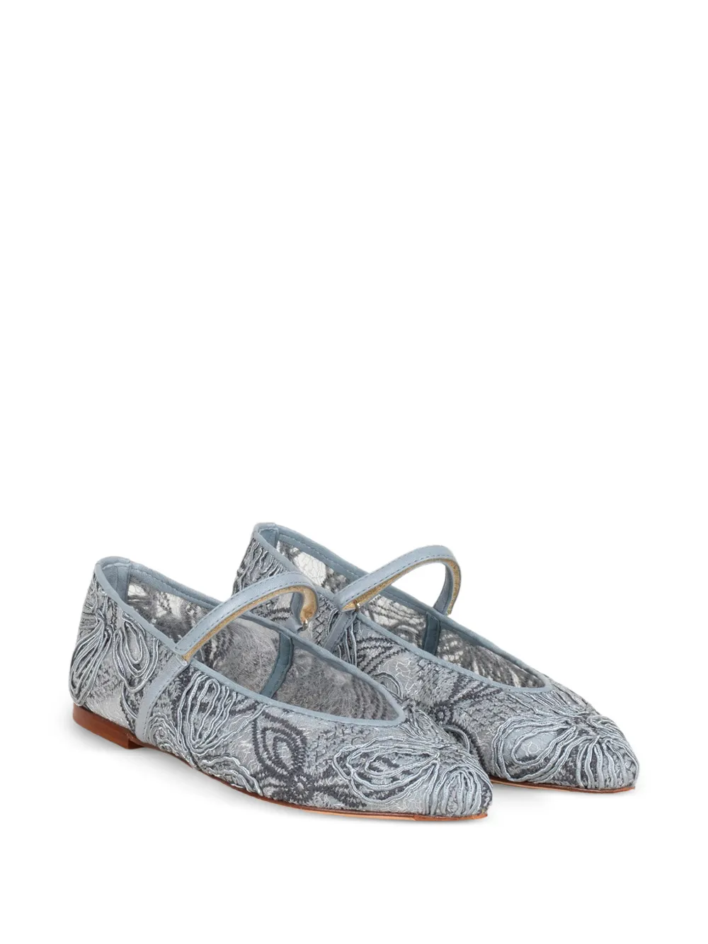 lorena paggi floral-lace flat pumps Blauw
