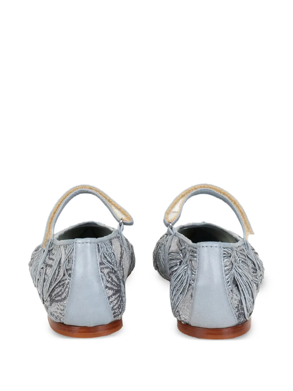 lorena paggi floral-lace flat pumps Blauw