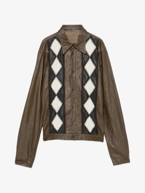 Romeo Gigli Pre-Owned 1990s argyle-patchwork leather jacket