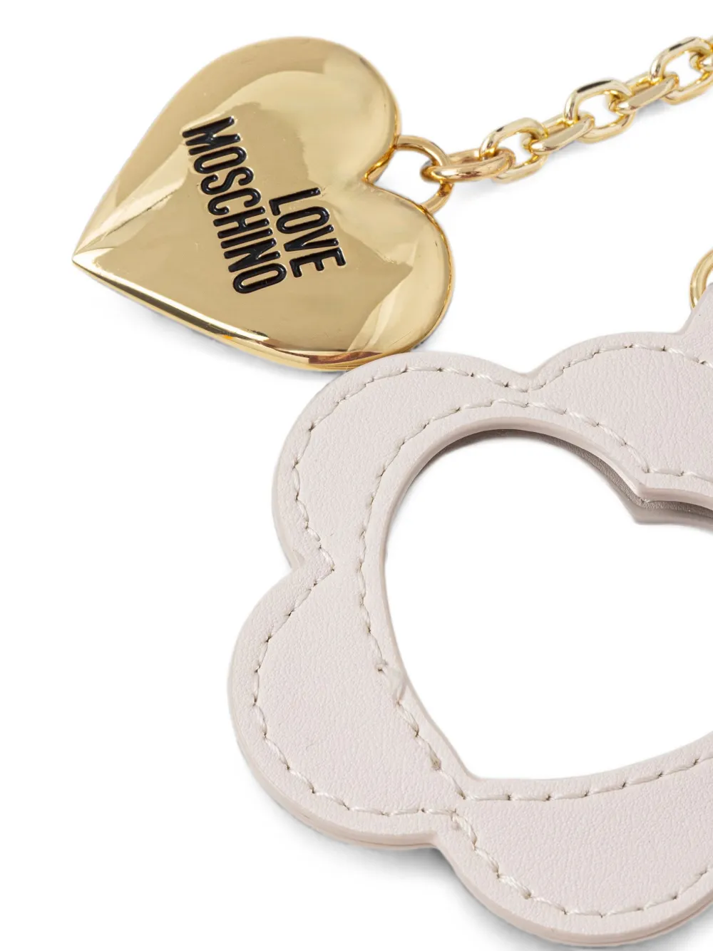 Love Moschino Sleutelhanger met bloemmontuur en hartpatroon Beige