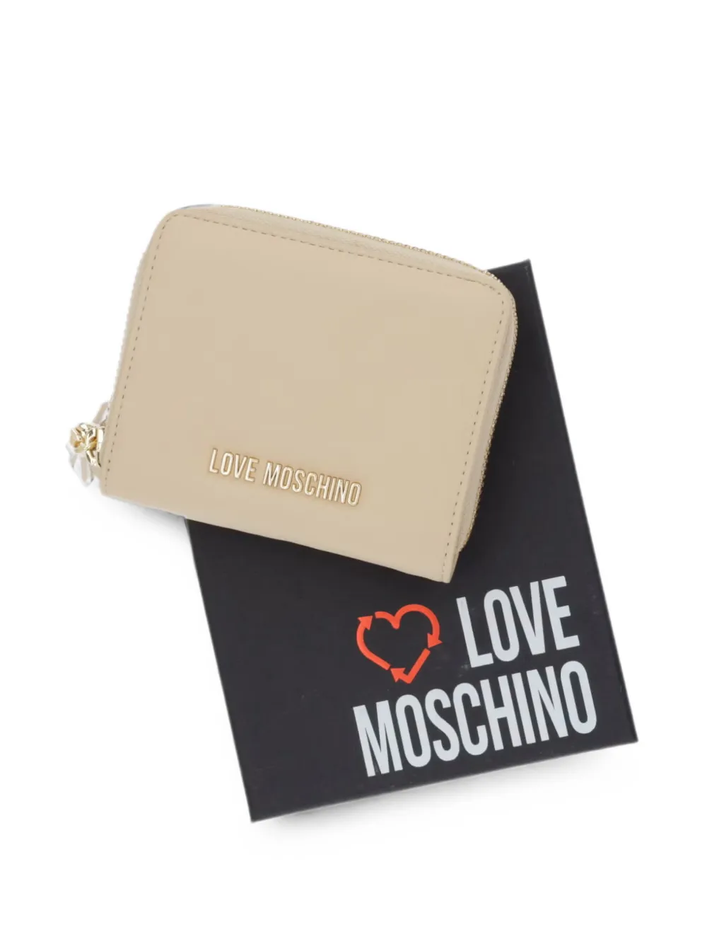 Love Moschino Portemonnee met kwastje en logoplakkaat Beige