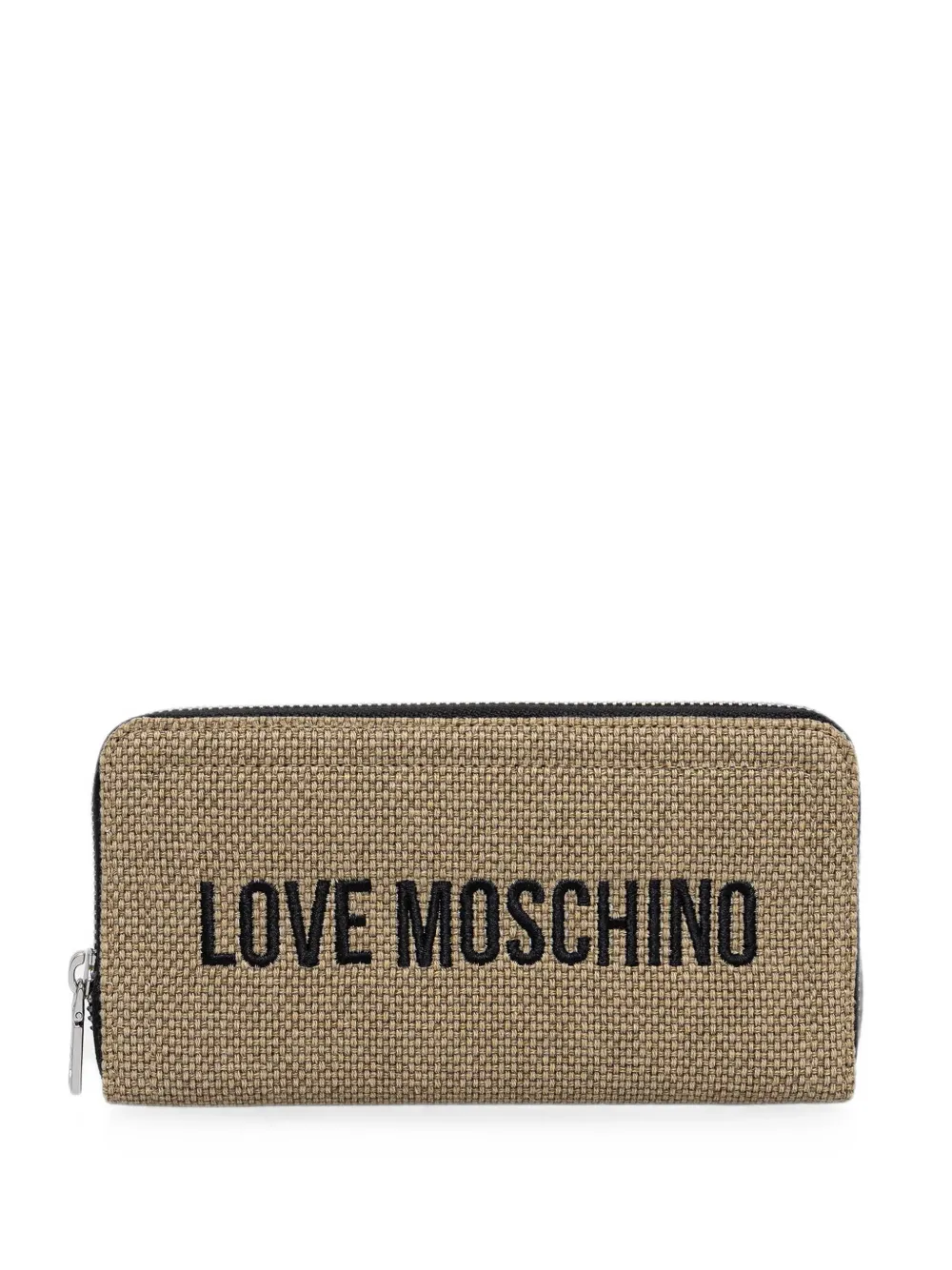 Love Moschino logo-embroidered woven wallet - Toni neutri