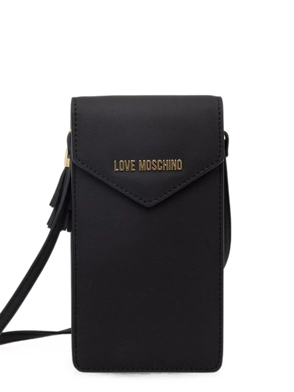 Love Moschino logo-plaque tassel phone bag - Nero