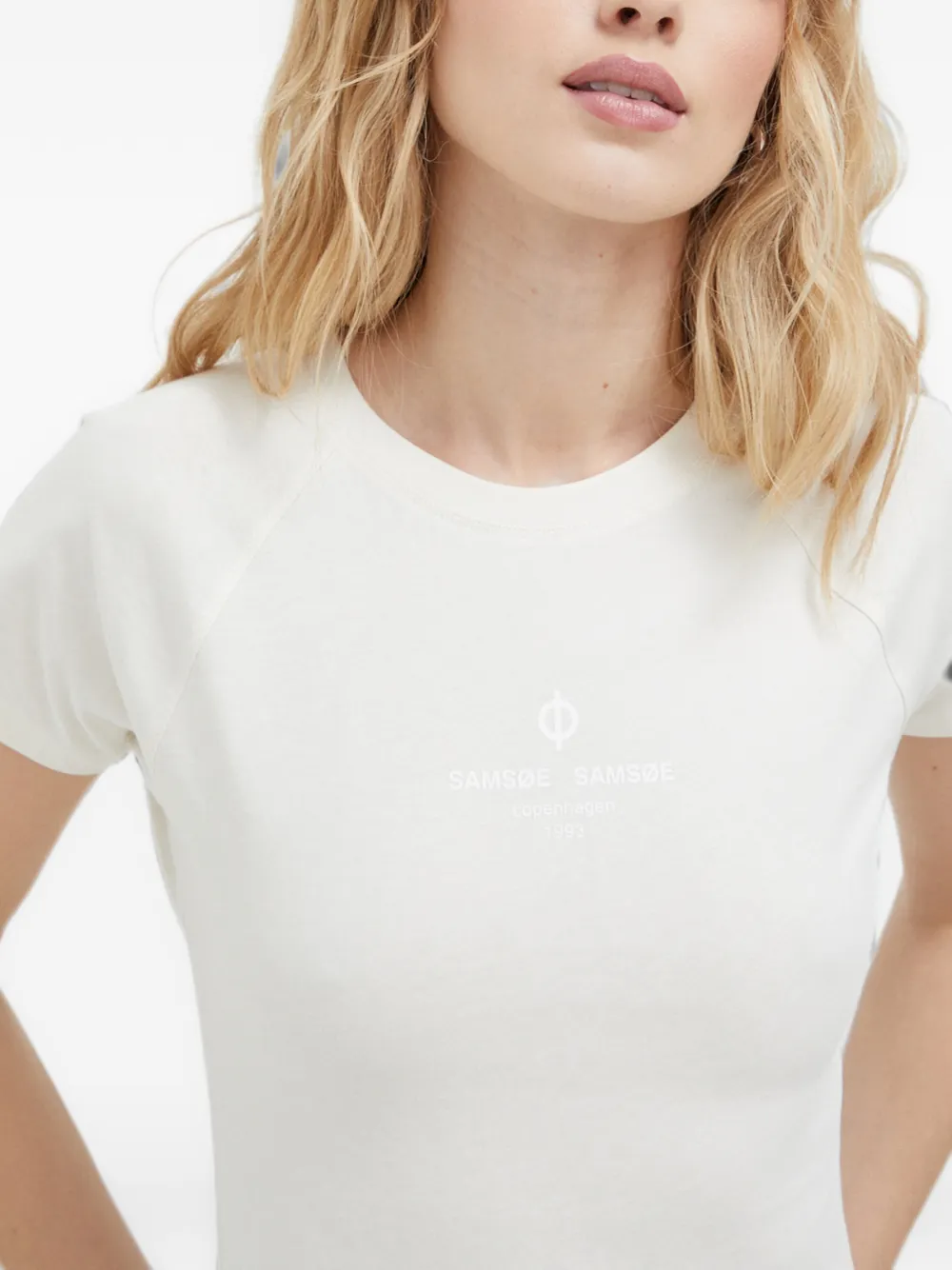 SAMSOE T-shirt met logoprint Wit