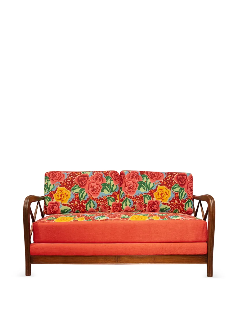 CAVALLI E NASTRI VINTAGE Paolo Buffa floral-print wooden sofa - Rosso