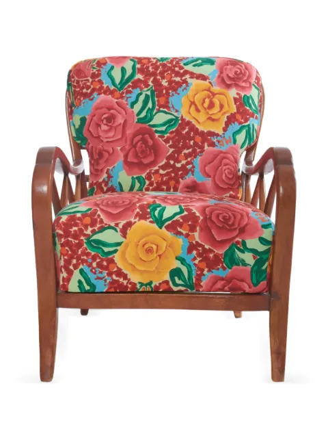 CAVALLI E NASTRI VINTAGE Paolo Buffa floral-print lattice-side armchair