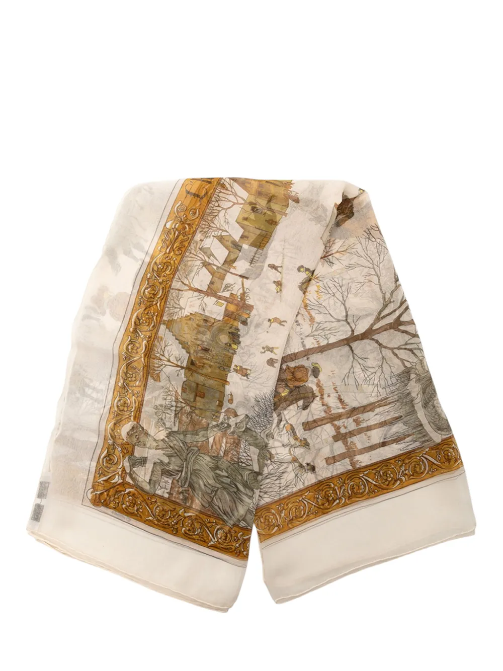 Hermès Pre-Owned 1990-2010 L'Hiver Silk Scarf 90 scarves - Marrone