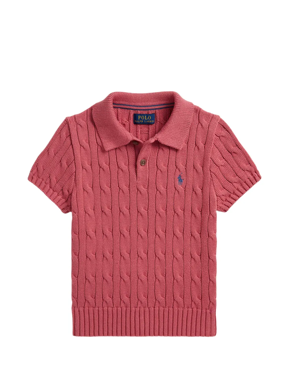 POLO RALPH LAUREN KIDS cable-knit polo shirt - Rosso