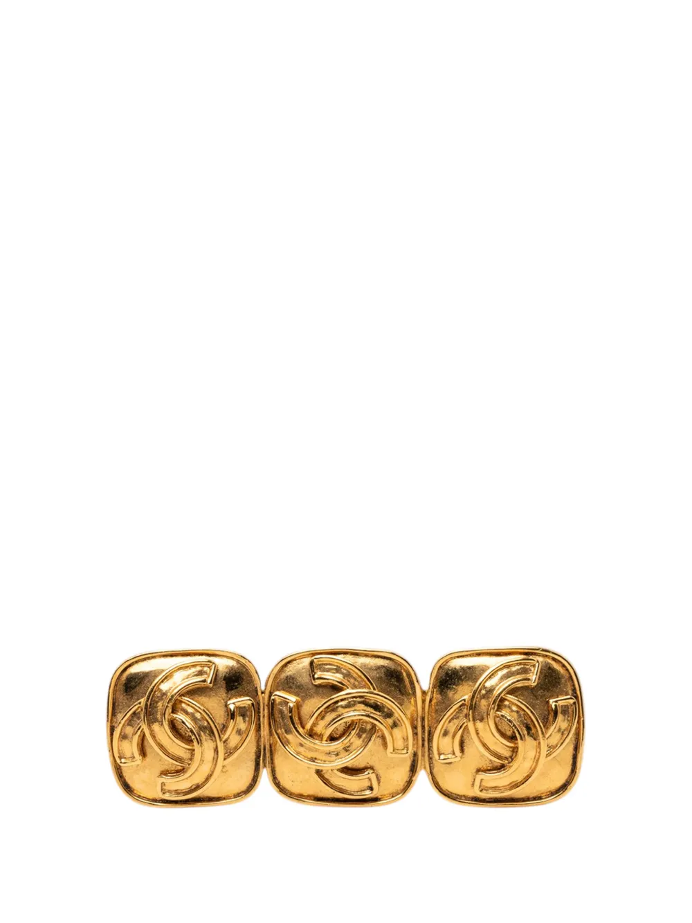 CHANEL Pre-Owned 1994 Gold Plated Triple CC Brooch costume brooch - Oro