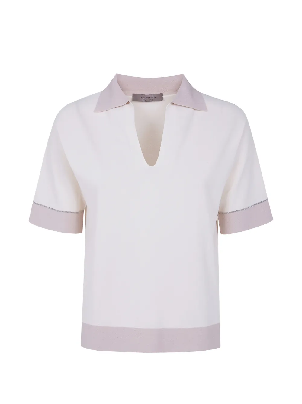 D.Exterior contrast-trim V-neck T-shirt - Toni neutri