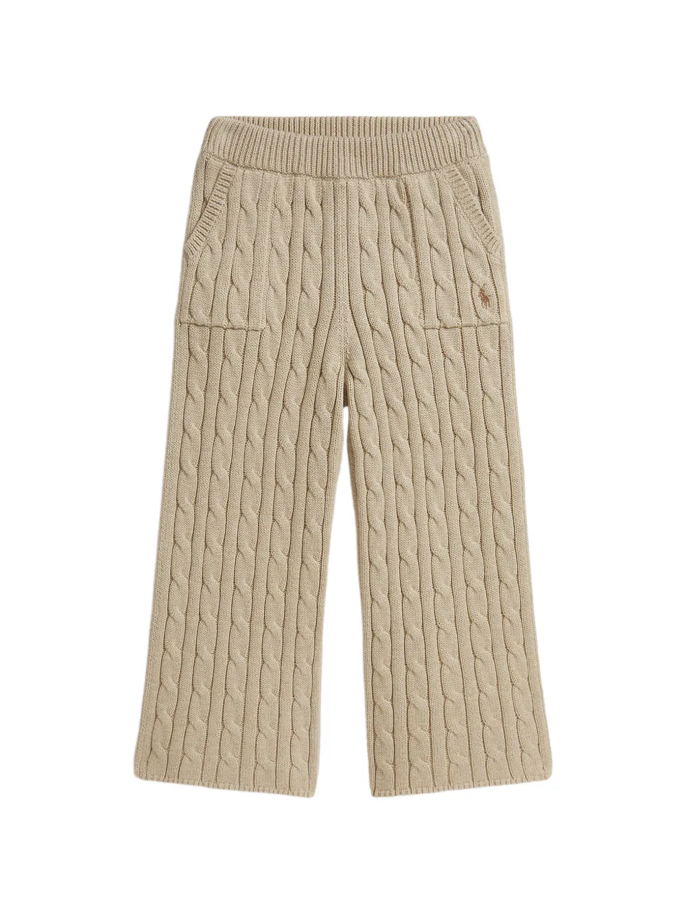 POLO RALPH LAUREN KIDS cable-knit embroidered-logo trousers - Toni neutri