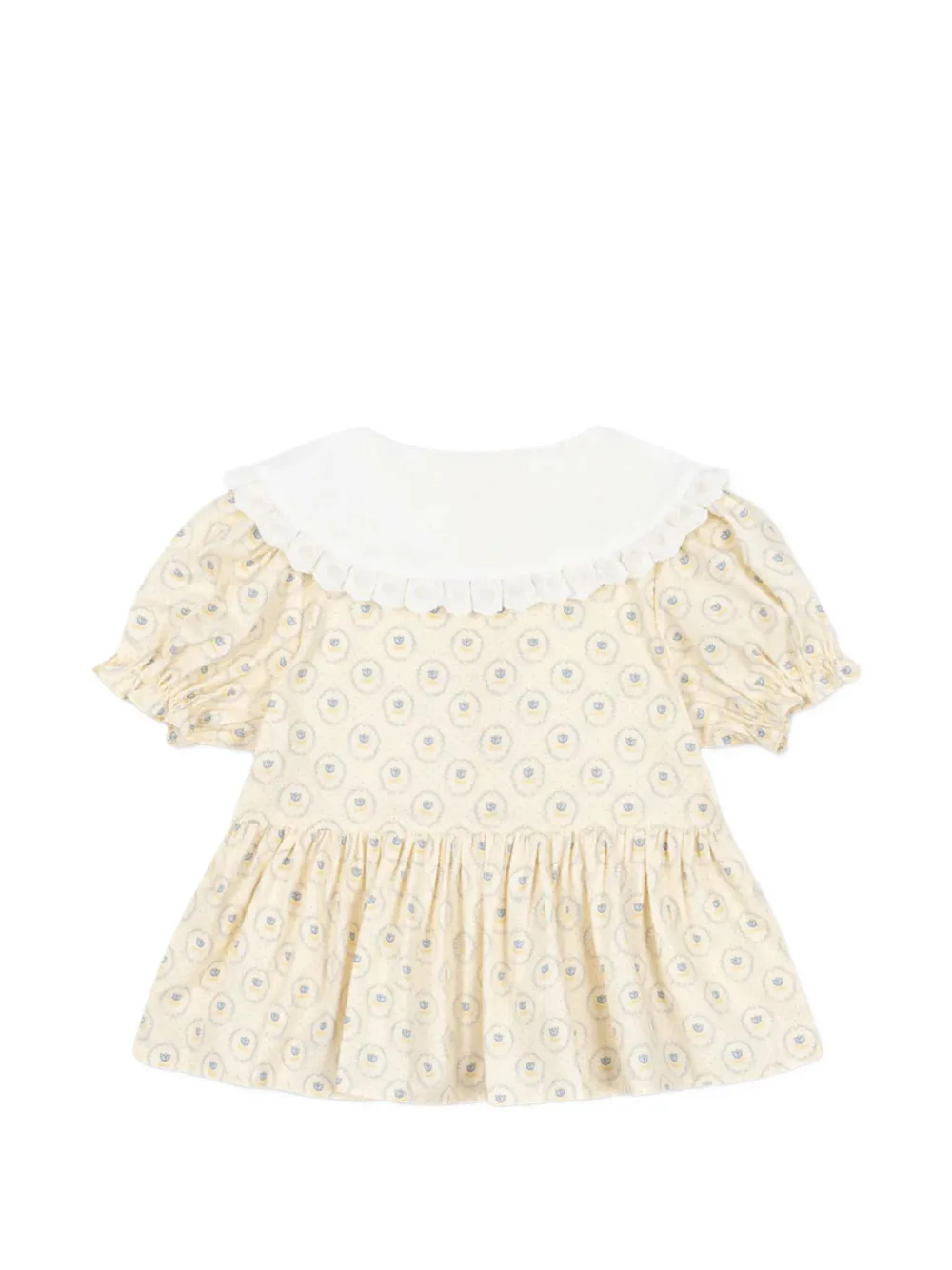Konges Sløjd Coeur blouse met bloemenprint en ruchekraag Beige