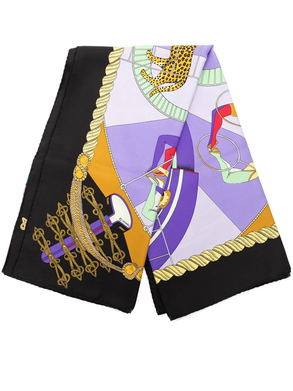 Pre-owned Hermes 1980-2015 Circus Silk Scarf Scarves In Black