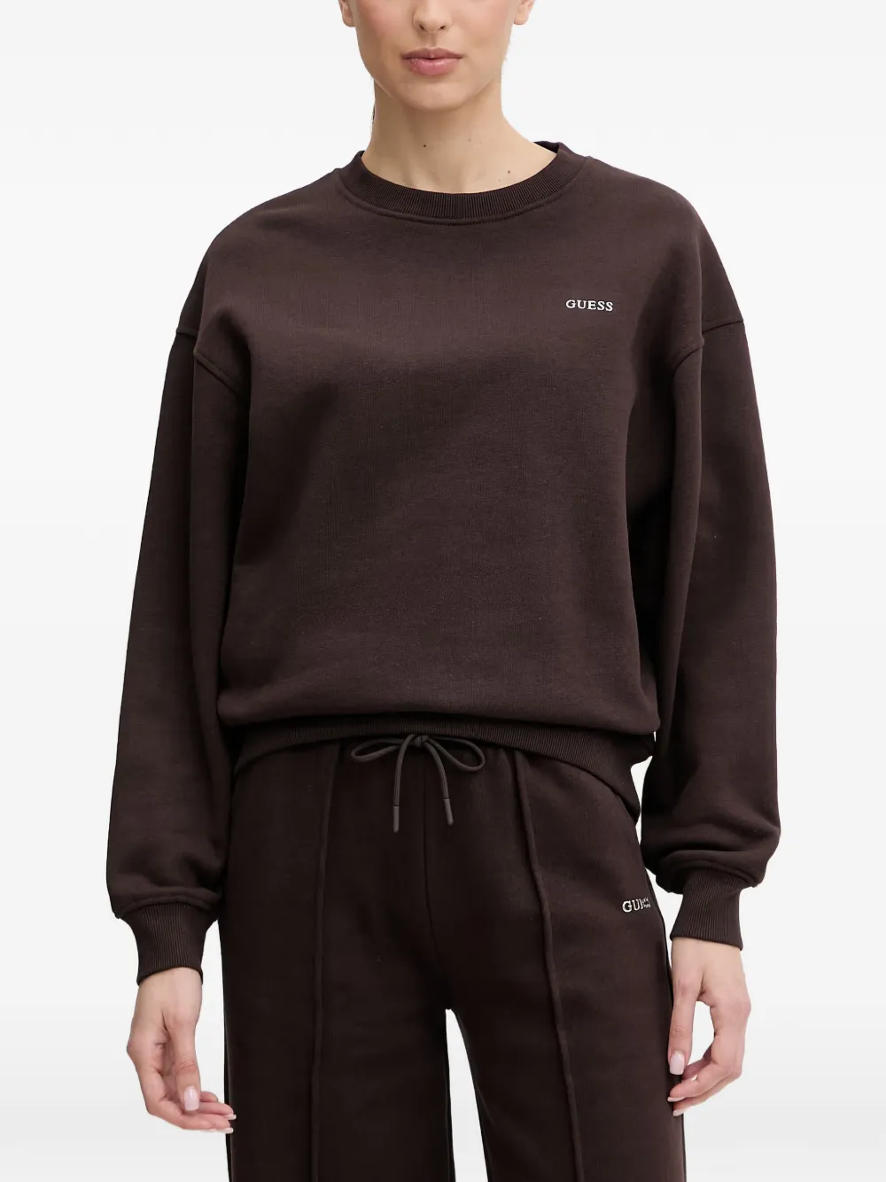 GUESS USA Nat logo-print drop-shoulder sweatshirt - Marrone