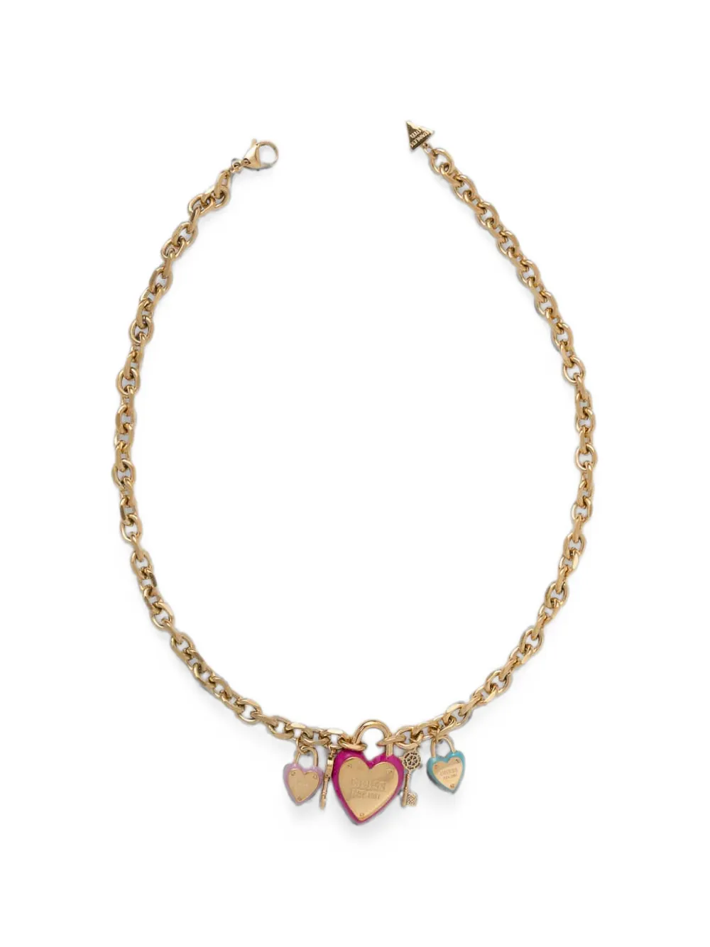 GUESS USA All You Need Is Love heart-charm cable-link necklace - Oro