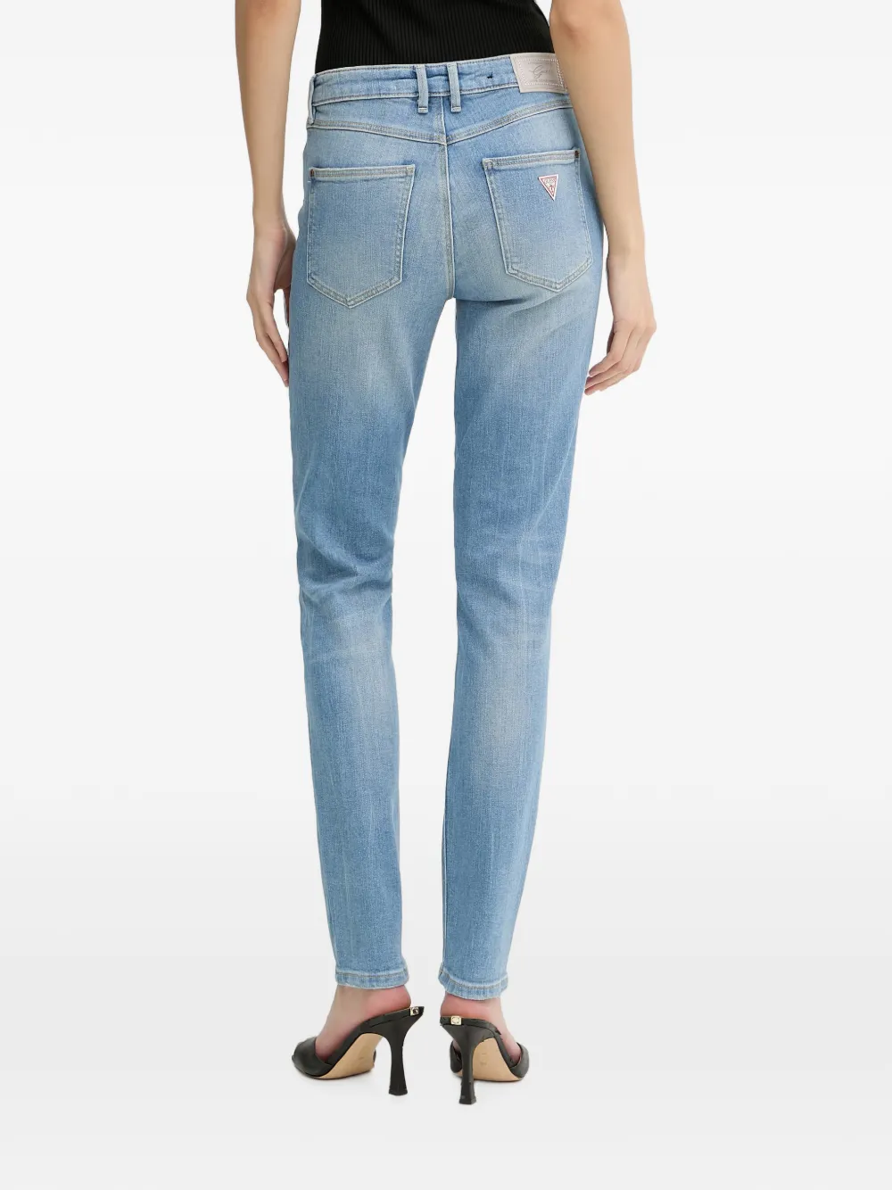 GUESS USA 1981 slim-fit jeans met logopatch Blauw