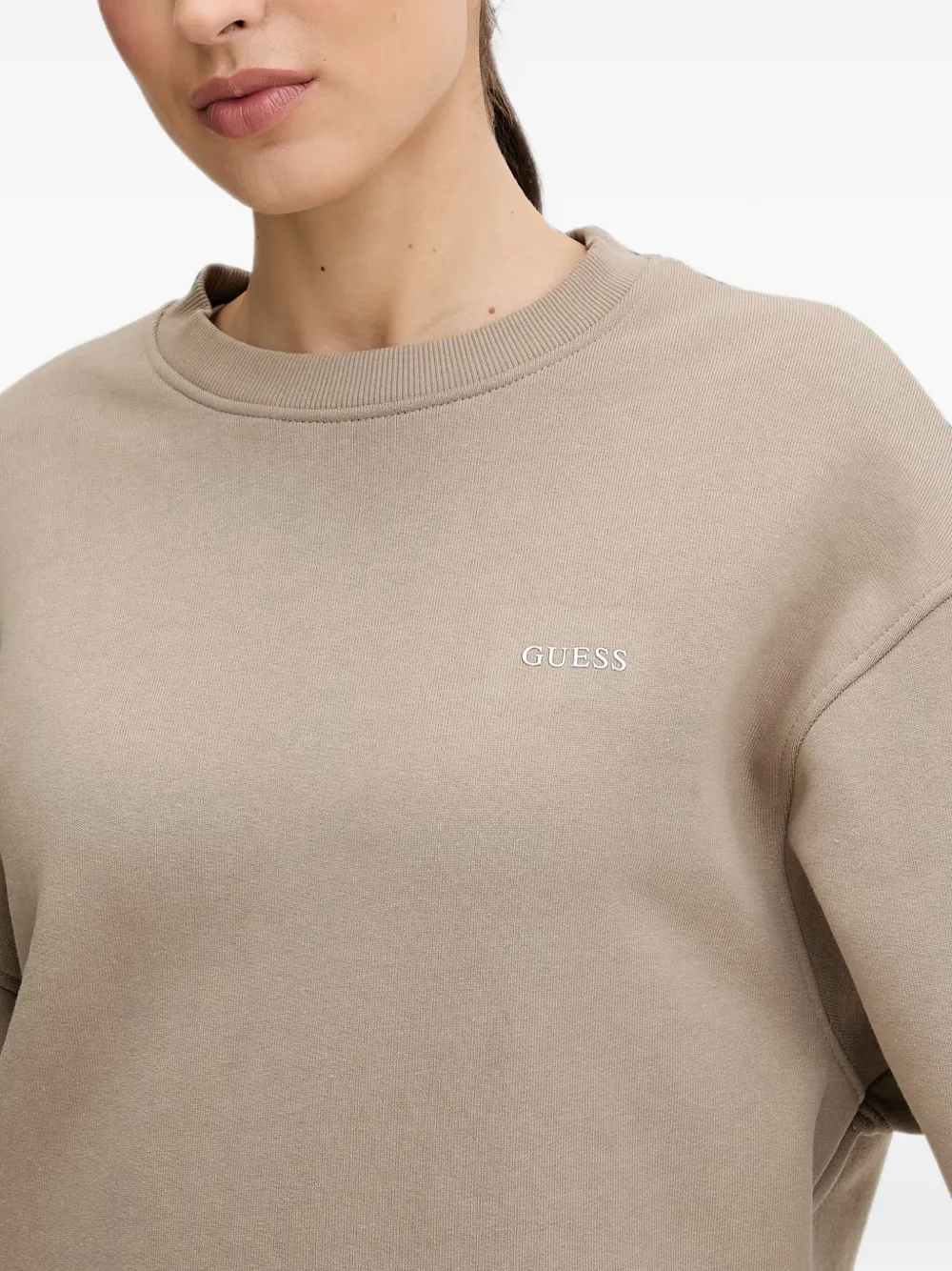 GUESS USA Nay sweater met logoprint en verlaagde schouders Beige