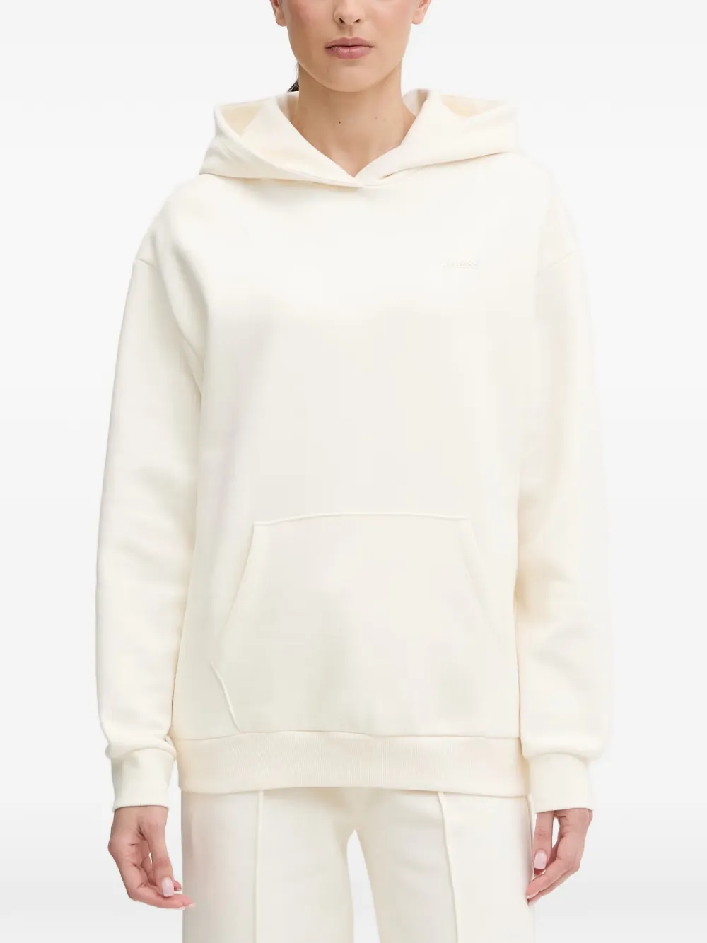 GUESS USA logo-embroidered pouch-pocket hoodie - Nude