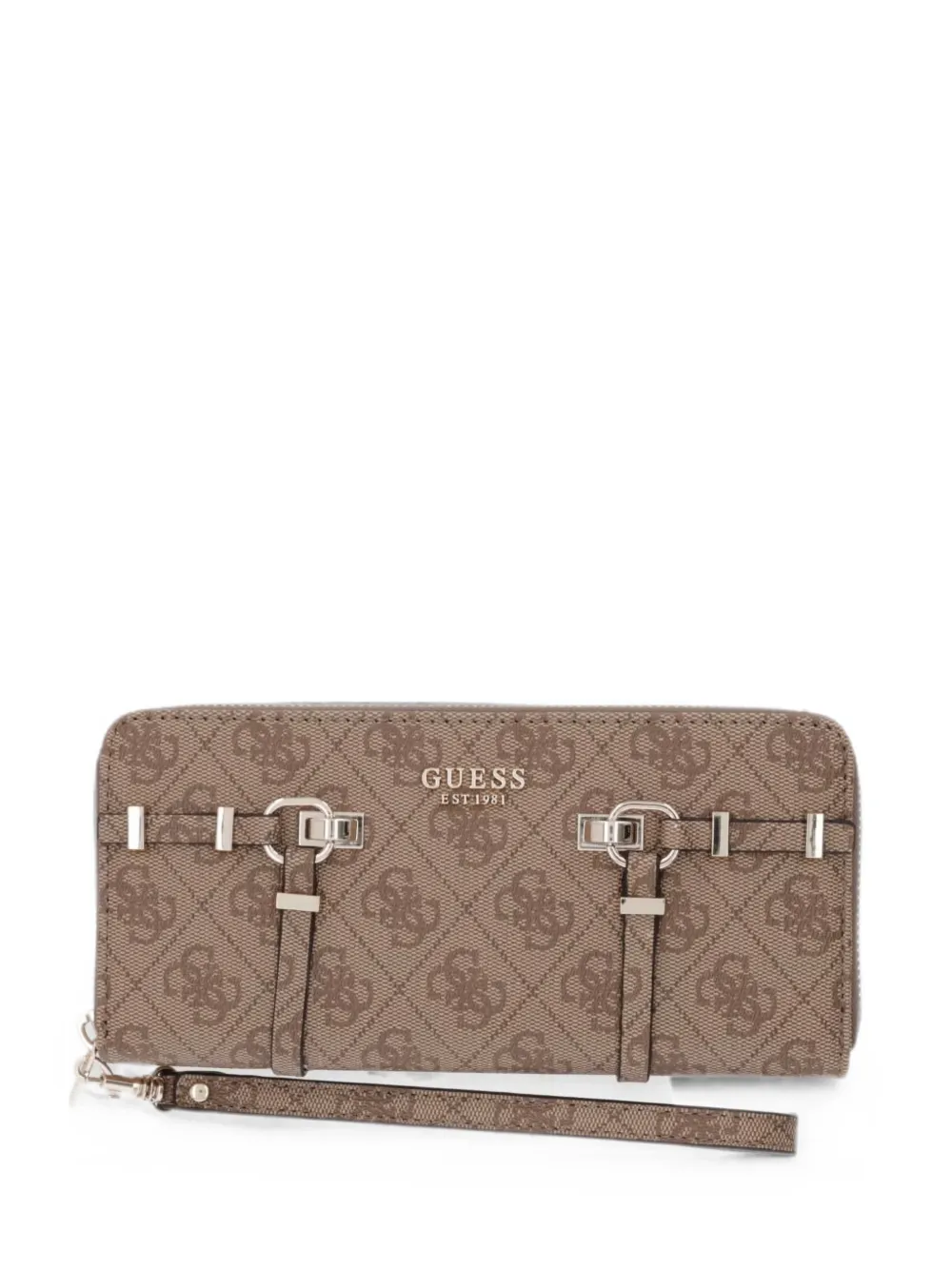 GUESS USA monogram-print buckle-detail wallet - Marrone