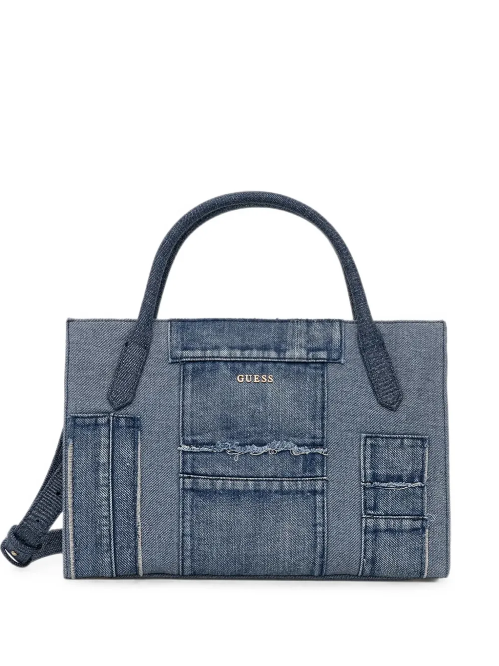 GUESS USA Jodi panelled frayed tote bag - Blu